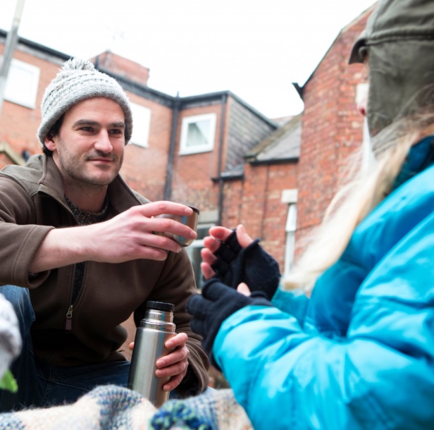 Our Rough Sleeper team take care of homeless people by providing them with warm drinks and food.
